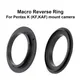 For Pentax K Mount Macro Reverse Adapter Ring 49/ 52/ 55/ 58/ 62/ 67/ 72/ 77mm for Pentax K Mount