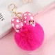 Disney Minnie Mickey Mouse Plush Keychains Cartoon Polka Dot Bow Pom-Pom Key Ring Pendant Car Bag