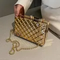 Designer Clutch Tasche Gold Silber PVC Box Design Party Abend kette Schulter Umhängetaschen Mini