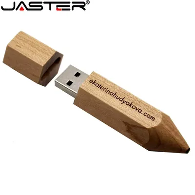 JASTER USB-Stick aus Holz mit Bleistift, 128 GB, kreative Geschenke, kostenloses individuelles Logo, Image