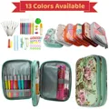 Crochet Hook Case Organizer with Zipper Hair Scissors Bags Portable Yarn Tote for Knitting