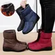 Non Slip Waterproof Snow Boots Women Thick Warm Long Plush Ankle Boots Women Front Zipper Cotton