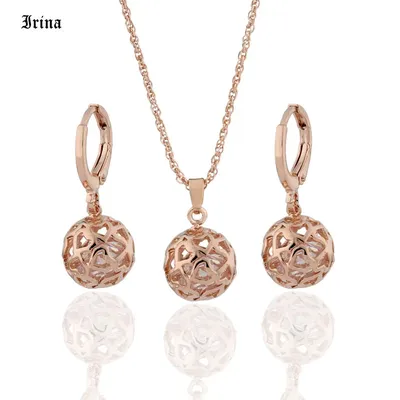 Hohe Qualität Luxus 585 Rose Gold Farbe Schmuck Sets Cubic Zirkon für Frauen Braut Hochzeit