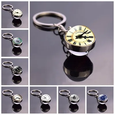 Steampunk Uhr Muster Einzigartige Cabochon Glas Ball Keychain Charme Für Männer Und Frauen