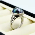 Black Pearl Ring Handmade Sterling Silver Ring White Baroque Pearl Silver Wire Woven Adjustable Ring