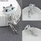 2021 New Fashion Opal and Rhinestone Wear Glasses Cat Brooches Cute and Sexy Cat Pins Wedding