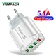 4 USB 45W USB Charger Fast Charge QC 3.0 Wall Charging For iPhone 12 11 Samsung Xiaomi Mobile 4