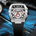 Megir Silber schwarz Quarz Chronograph Uhr für Männer Mode wasserdichte leuchtende Sport Armbanduhr