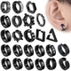 2 Stück Punk Titan Stahl Ohrclip Ohrringe für Männer Frauen Druck muster schwarz kein durchbohrter