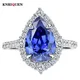 Retro 100% 925 Solid Silver 8*12mm Water Drop Sapphire Lab Diamond Rings for Women Gemstone