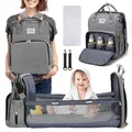 Foldable Diaper Bag Baby Bed Bags Crib Travel Backpack with Changing Station Insulated Pocket Large