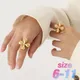 New Vintage Flower Ring Women's Stainless Steel Ring Exaggerated Style Handwear Romantic Girl Gift