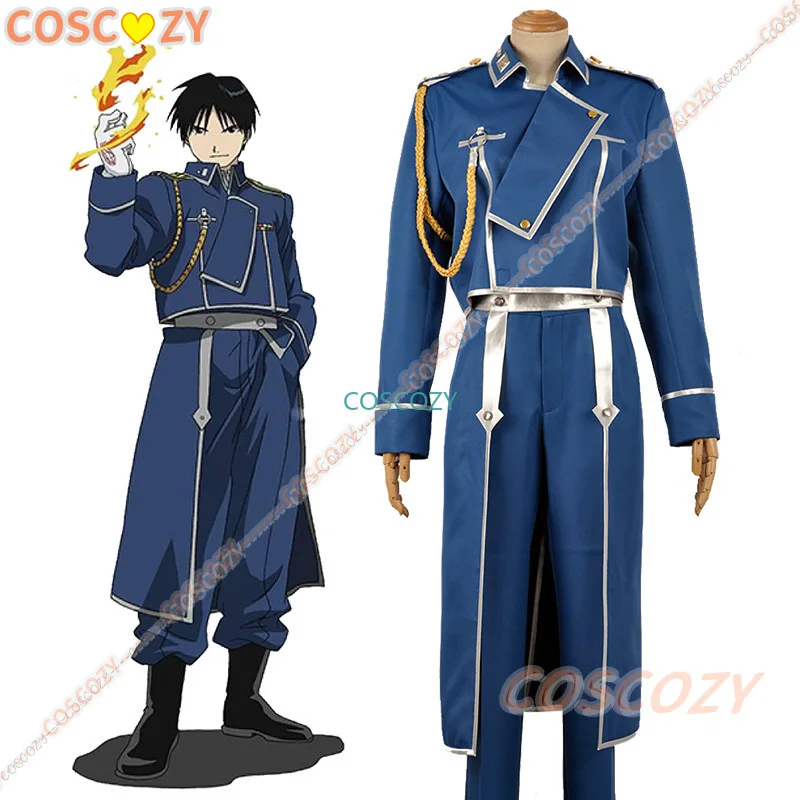 Roy Mustang Cosplay Kostüm Anime Fullmetal Alchemist Cosplay Erwachsenen Halloween Militär uniform Mantel Hosen Trench Set Party Anzug Image
