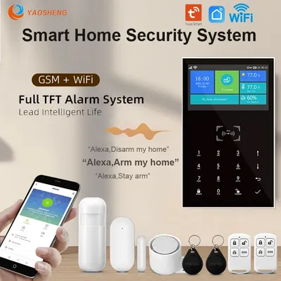 Tuya Smart Home 4G Alarm System Wireless Home Alarm Unterstützung Alexa Google Home Mit Temperatur Feuchtigkeit Display Sicherheit Alarme