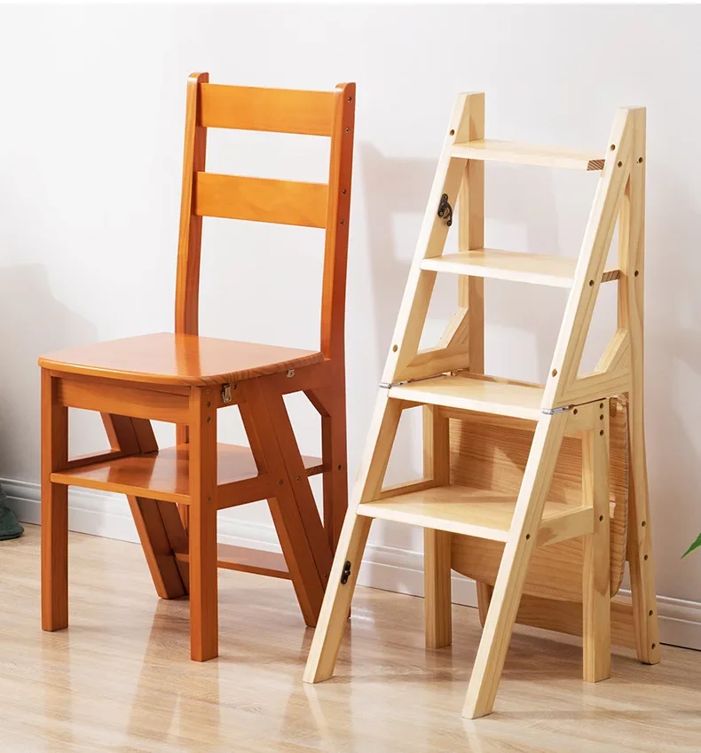 Massivholz Leiter Stuhl Haushalt Leiter Stuhl Klapp Dual-use-Leiter Hocker Indoor Klettern Pedal Treppe Multi-funktion