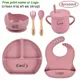 6Pcs/4Pcs Baby Feeding Set Silicone Tableware Custom Personalized Name Suction Plate Bowls Spoon