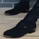 italian mens shoes fashion black men's leather moccasin pointed toe classic men wedding shoes