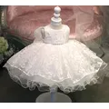 High Quality Baby Girl Dress Glitz Chiffon Baptism Dress for Girl Infant 1 Year Birthday Dress Baby