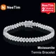 NeeTim Moissanite Tennis Bracelet 925 Sterling Silver Full Diamond Bracelets with Gold Plated Fine