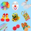 Halloween Clown Dress Up Smiley Face Mask Clown Sponge Nose Shoes Clown Wig for Kid Adult Halloween