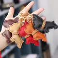 DIY Bulldog Anhänger Schlüsselanhänger Mode Leder Hund KeyChain für Frauen Tasche Auto Schlüsselring