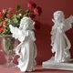 White Resin Praying Angel Flower Girl Figurine Statue Carving Angel Prayer Figurine Statue Cherub