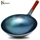 Konco Handmade Iron Pot 32CM Uncoated Traditional Iron Wok Wooden Handle Non-stick Wok Gas Cooker