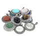 Natural stone Pendant Turquoise Metal Alloy Vintage Round Exquisite charms For jewelry making DIY