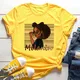 2024 coole Melanin T-Shirt Frauen Kurzarm Top gelb Femme T-Shirt schwarz Mädchen Magic Print lose
