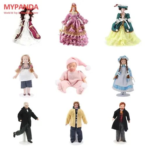 1pc 1/12 Puppenhaus Miniatur Porzellan Puppe Menschen Modell Schöne Jugend Junge Mädchen Decor Puppe