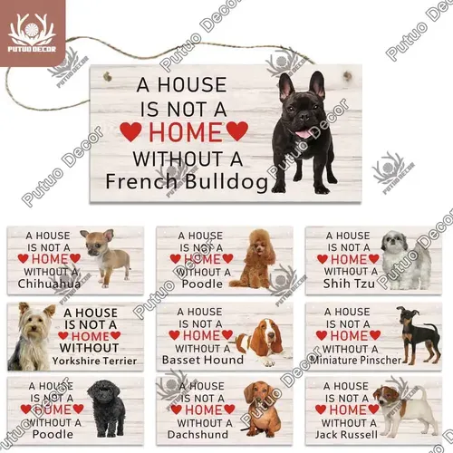 Putuo Decor Hund Plaque Pet Geschenk Plaque Holz Freundschaft Holz Anhänger für Hundehütte Haus Home