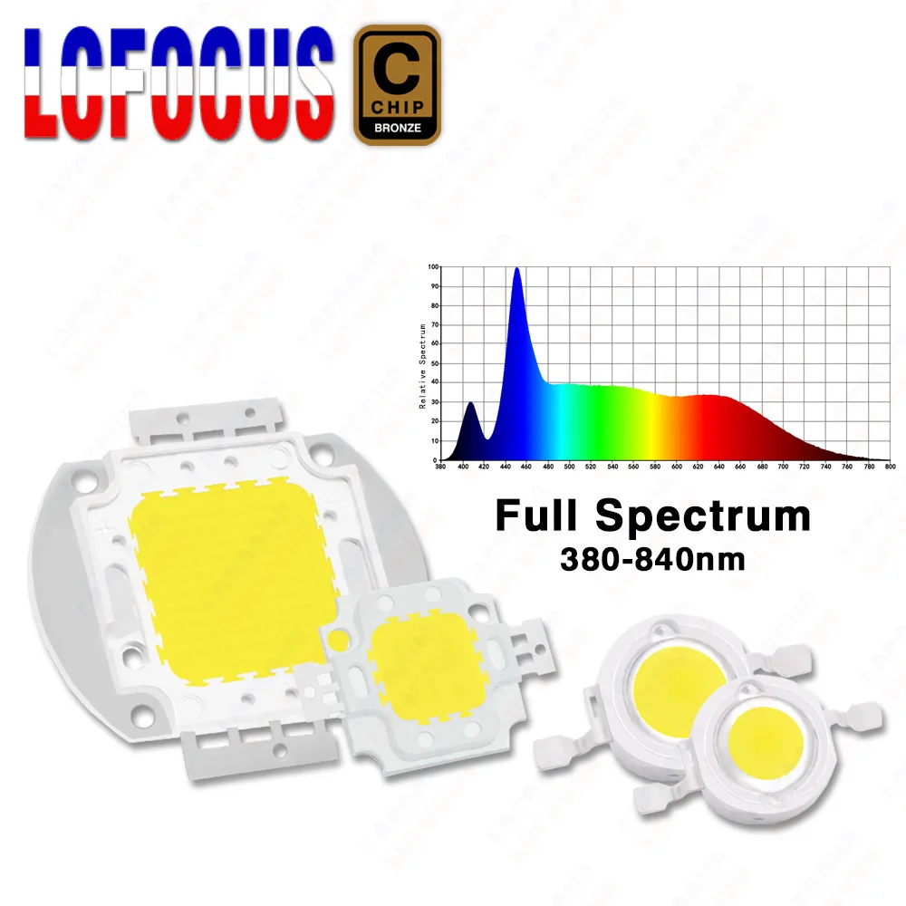 1W 3W 5W 10W 20W 30W 50W 100W Grow LED Light Chip COB CRI RA 90 Vollspektrum 380-840nm für Zimmerpflanze Gemüse Aquarium Light Grow Light Image