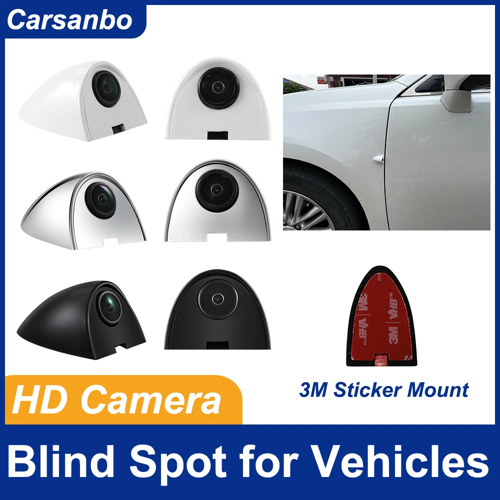 Carsanbo Auto-Seitenkamera Nachtsicht Wasserdicht 80° ° 3M Aufkleber zur Montage an Rückspiegeln für Toter-Winkel-Erkennung bei Fahrzeugen, LKWs und Limousinen Image