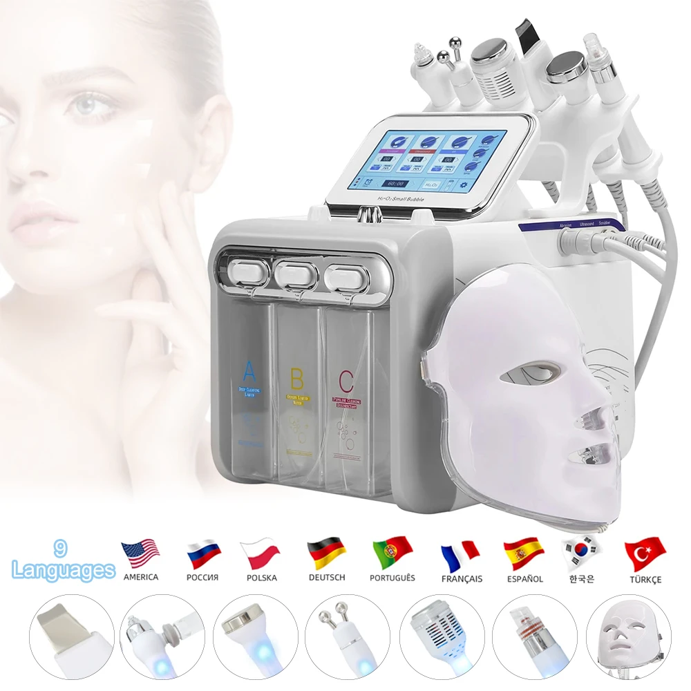 7-in-1 Hydro Dermabrasion Gesichtsmaschine Wasser Sauerstoff Kleine Blase H2O2 Mikrodermabrasion Aqua Peel Tiefenreinigendes Schönheitsgerät Image