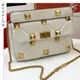 Neue Luxus Designer Handtasche Raute Gitter Gold Kette Niet Tasche Mode Bankett Schulter