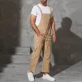 Mode Männer Bib Hosen Feste Overalls Zipper Streetwear 2023 Jogger Multi Taschen Casual Hosenträger