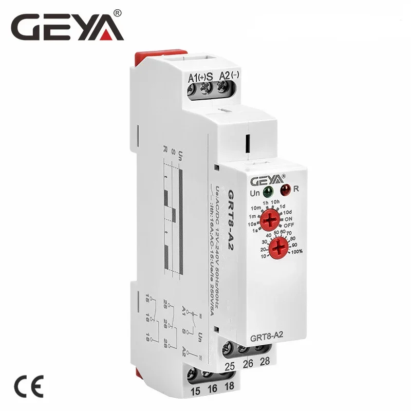 GEYA GRT8-A Zeitrelais mit Verzögerung, 12 V, 24 V, 230 V, Zeitrelais, DIN-Schienentyp, Zeitverzögerungsrelais mit CE CB Image