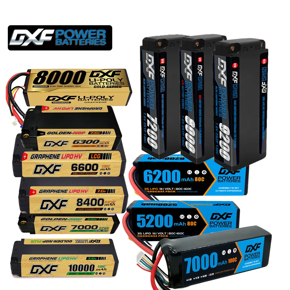 2PCS DXF 2S 3S 4S 6S Lipo Batterie 8400mAh 9200mAh 10000mAh 6500mAh 8000mAh 7000mAh 6200mAh 5200mAh 7,6V 11,1V 15,2V 14,8V 22,2V Image