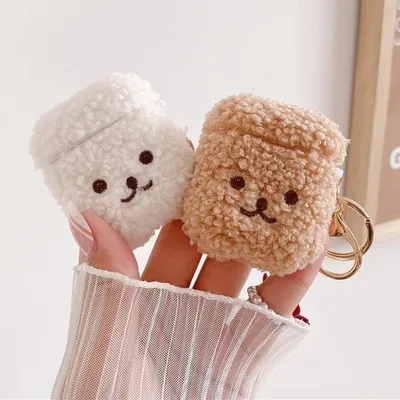 Schöne Plüsch-Teddy-Hundehülle für Apple Airpods 1 2 3 Pro 2 USB C Pro2 Abdeckung Kopfhörer Schutzhüllen Mode Kopfhörer Pelzhülle Image