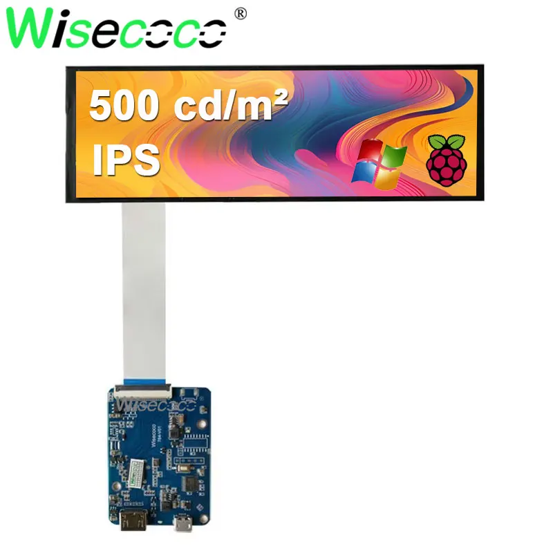 Wisecoco 7,84 Zoll 1280 x 400 LCD-Display mit gestreckter Balken, LCD-Monitor Aida64 Laptop, Raspberry Pi, langes Streifenpanel, MIPI-Treiberplatine Image