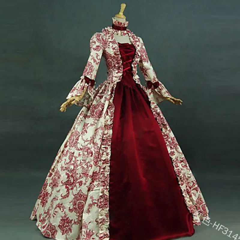Frauen Cosplay Marie Antoinette Kleid Mittelalterliche Flare Hülse Viktorianischen Party Formale Kleid Renaissance Gothic Floral Robe Plus Größe