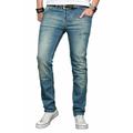 Slim-fit-Jeans ALESSANDRO SALVARINI "ASLuca" Gr. W30 L34, Länge 34, blau (as043) Herren Jeans Slim Fit