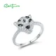 SANTUZZA Authentische 925 Sterling Silber Ring Für Frauen Funkelnden Grün Spinell Weiß Zirkonia