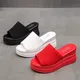 Rot weiße Hausschuhe Keil absätze Frauen Sandalen Plattform Keile Schuhe Damen Sommers andalen