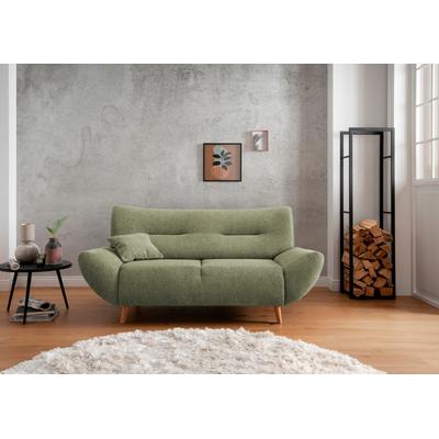 2-Sitzer INOSIGN "Drago elegant und zeitlos, komfortabel, Holzfuß", grün, B:173cm H:81cm T:90cm, 100% Polyester, Sofas, frei im Raum stellbar, inkl. 1 Zierkissen Image