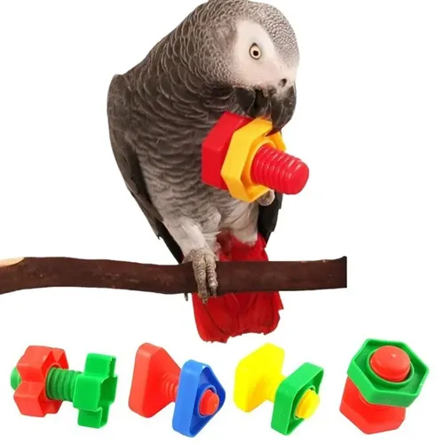 4PC Papagei Spielzeug Kauen Bites Schaukel Käfig Muttern Schrauben Schraube Spielzeug für Sittich