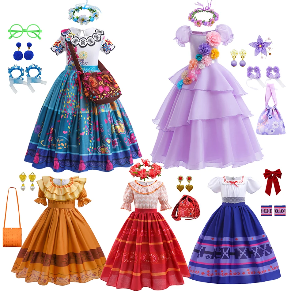 Encanto Mirabel Cosplay Kleid Karneval Isabella Kostüm Kinder Geburtstag Prinzessin Thema Party Kleidung Schwestern passende Outfits Image