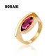 BORASI Neue Oval Stein Finger Ringe Edelstahl Ring Bunte Eigenartigen Luxus Schmuck Weiblichen Ring