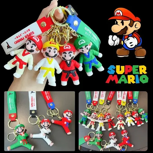 Super Mario Schlüssel bund Anime Spielfiguren Puppe Taekwondo Judo Schlüssel ring kreative Rucksack