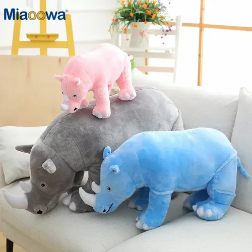 40/60/80cm Riesen Plüsch Rhinoceros Spielzeug Lebensechte Stofftier Kissen Zoo Puppen Baby Kissen